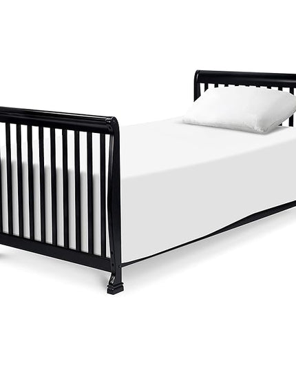 DaVinci Kalani 4-in-1 Convertible Mini Crib in Ebony | Greenguard Gold Certified - LeafyLoom