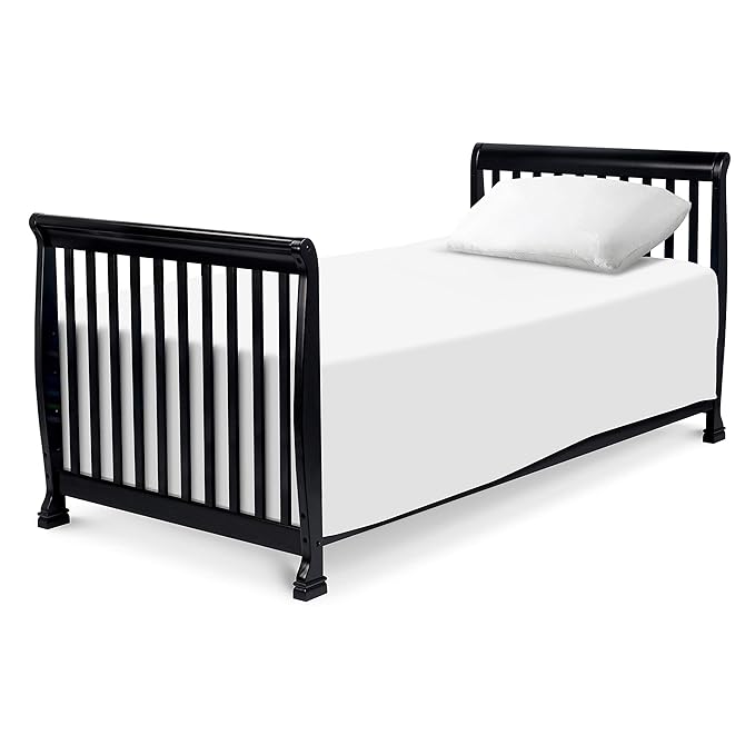 DaVinci Kalani 4-in-1 Convertible Mini Crib in Ebony | Greenguard Gold Certified - LeafyLoom