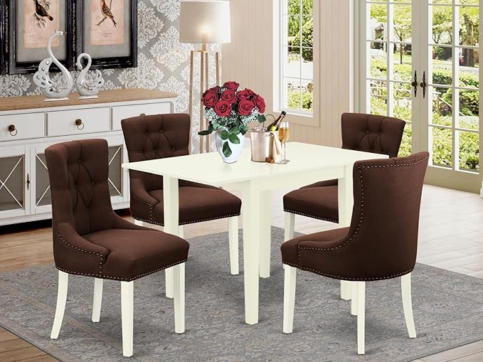 East West Furniture NDFR5-LWH-19 Dining Table Set - LeafyLoom