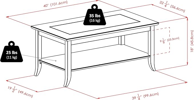 Winsome Genoa Rectangular Coffee Table with Glass Top And Shelf, Espresso - LeafyLoom