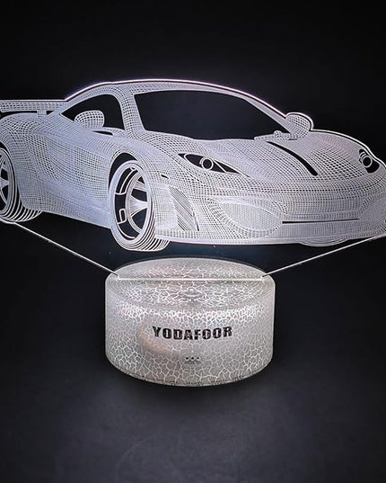 3D Car Breastfeeding Night Light, Multi Color LED Table Night Lamp, Timing Remote Control, Smart Touch Car Theme Bedroom Decor Light, Car Shape Gifts for Teen Kid Boy Girl Age 1-14 - LeafyLoom