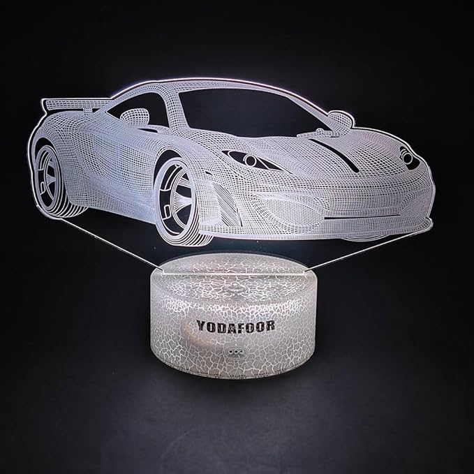 3D Car Breastfeeding Night Light, Multi Color LED Table Night Lamp, Timing Remote Control, Smart Touch Car Theme Bedroom Decor Light, Car Shape Gifts for Teen Kid Boy Girl Age 1-14 - LeafyLoom