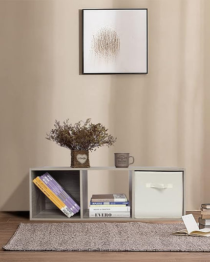 PACHIRA E-Commerce Storage Bookcase Wooden, Unit Shelf, Closet Cabinet, DVD Rack Bookshelf File Organizer Rack in Living Room, Bedroom, Study, each cube 11.22“, 3 Cube, OAK GREY - LeafyLoom