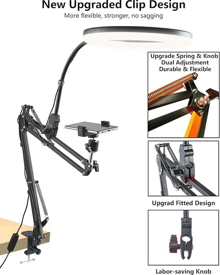 Zoom Lighting for Computer Video Conference, 10 Inch Ring Light with Stand for Video Recording, Working, Learning, Zoom Call, Webcam Laptop Light with Phone Holder for Podcast Live Streaming - LeafyLoom