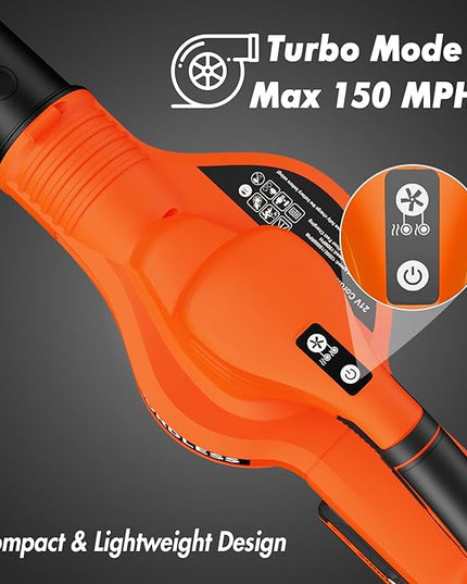 Leaf Blower Cordless - 21V Electric Cordless Leaf Blower with 2 Batteries and Charger, 2 Speed Mode, 2.0Ah Lightweight Battery Powered Leaf Blowers for Lawn Care, Patio, Blowing Leaves - LeafyLoom