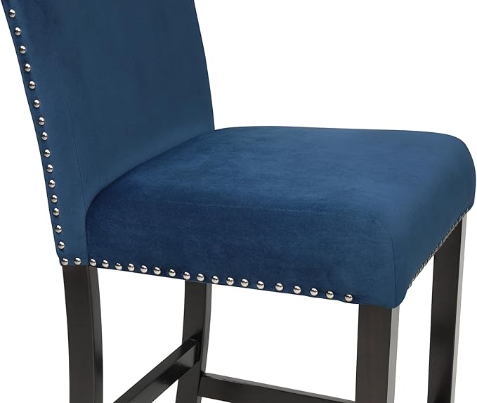 NicBex Dining Table for 4 Kitchen Table and Chairs 5Pc Round Counter Height Dining Table Set with Faux Marble Upholstered for Dining Room and Restaurant, Wooden, Blue - LeafyLoom