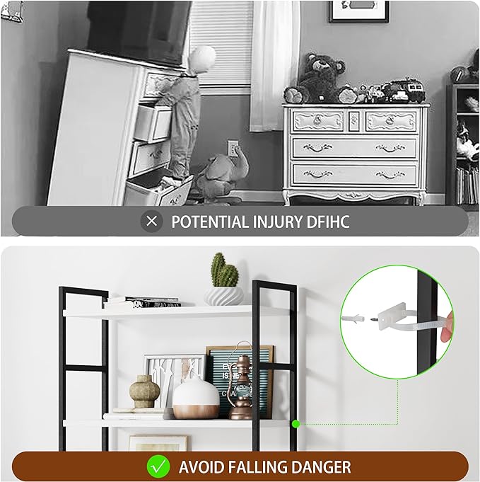 Shintenchi 2 Pieces 5 Tiers Bookshelf, Classically Tall Bookcase Shelf, Industrial Book Rack, Modern Book Holder in Bedroom/Living Room/Home/Office, Storage Rack Shelves for Books/Movies-White - LeafyLoom