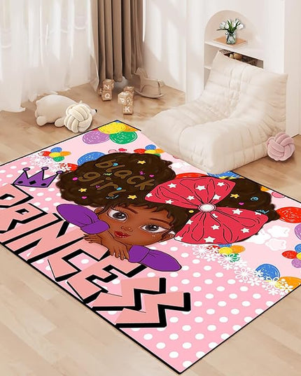 African American Black Girl Rugs for Bedroom Black Girl Area Rug Princess Room Decor for Girls Bedroom Teen Room Decor for Girls room Black Girls Kids Room Decor, Pink, 2'6''×4' - LeafyLoom
