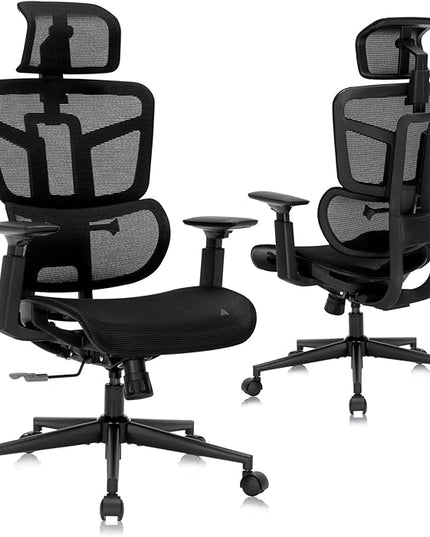 Office Computer Desk Chair, Ergonomic Desk Chair Mesh Computer Chair with Wheels, Adjustable 4D Smart Lumbar Support, Armrests, Seat Depth and Headrest for Home, Bedroom, Study, Dorm, Student, Adults - LeafyLoom
