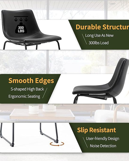 NicBex Retro Side Chair Dining Chair with Metal Legs for Kitchen, Living, Dining Room, Set of 2, (Black Color) (A-GE17014-USSU014) - LeafyLoom