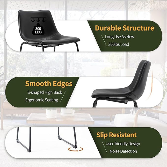 NicBex Retro Bar Stools Crazy-Horse Leather with Metal Legs Barstools, Lounge Kitchen Island Bar Stools, Set of 2, (Black Color) (A-GE17022-USSU014) - LeafyLoom