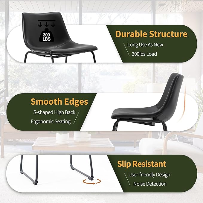 NicBex Retro Bar Stools Crazy-Horse Leather with Metal Legs Barstools, Lounge Kitchen Island Bar Stools, Set of 2, (Black Color) (A-GE17022-USSU014) - LeafyLoom