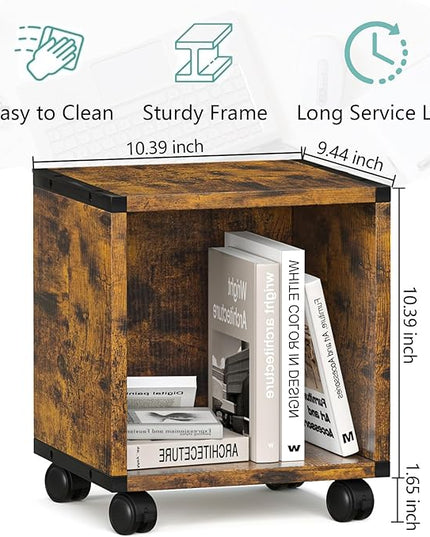 Cube Storage Organizer with Wheels Connect Firmly to Each Other, Book Shelf Assembly Required, Suitable for Room Decor, Closet Organizers and Storage, Display Shelf (Rustic Brown, 10.39*10.39"+Wheels) - LeafyLoom
