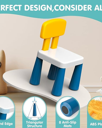 2 Pcs Plastic Toddler Chairs: Kids Chair for Table Birthday Gifts Step Stool Lightweight Indoor Outdoor School Playroom Nursery Beach Camping Activity Small Chair for Kids Boys Girls Age 3-10 - LeafyLoom