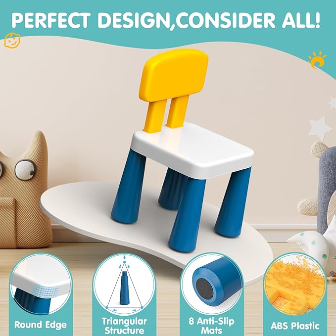 2 Pcs Plastic Toddler Chairs: Kids Chair for Table Birthday Gifts Step Stool Lightweight Indoor Outdoor School Playroom Nursery Beach Camping Activity Small Chair for Kids Boys Girls Age 3-10 - LeafyLoom