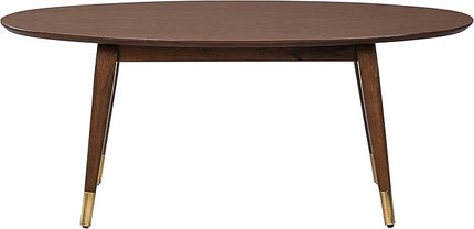 Elle Decor Clemintine Mid-Century Modern Living Room Furniture Collection, Oval Coffee Table, Walnut Brown - LeafyLoom