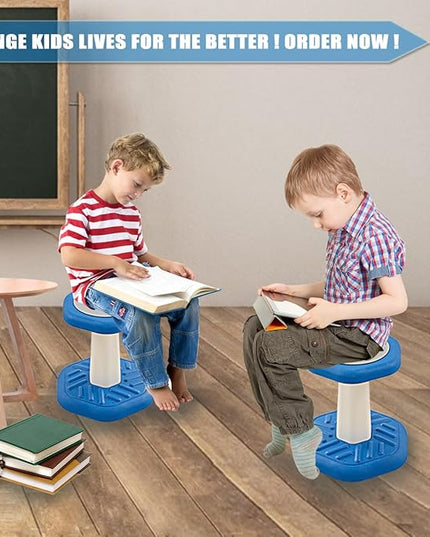 Active Chairs Kids Preschool Wobble Stool - Alternative Flexible Seating Balance Wiggle Stool for Classroom,Preschool,Kindergarten&Elementary School,Active Sensory Chairs,Ages3-8,Blue(14in) - LeafyLoom