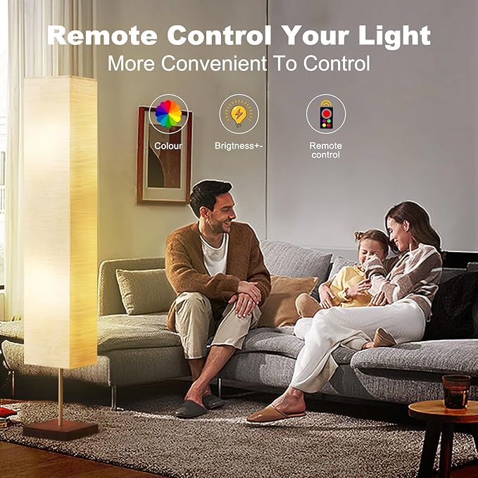 65“ Floor Lamp for Living Room, RGB Color Changing-2700K-6000K Led Floor Lamp Standing Lamp Corner Floor Lamp with Remote Control Modern Floor Lamp for Bedroom, Office Beige(Bulbs Included) - LeafyLoom