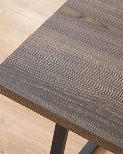 HSH Industrial Home Office Desk, Metal and Wood Computer Desk, Rustic Vintage Soho Work Study Writing Table, Modern PC Desk for Livingroom Bedroom, Farmhouse Computer Table Grey 55 inch Wide - LeafyLoom