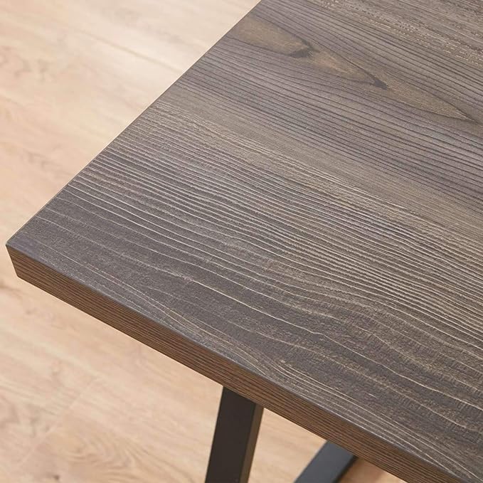 HSH Industrial Home Office Desk, Metal and Wood Computer Desk, Rustic Vintage Soho Work Study Writing Table, Modern PC Desk for Livingroom Bedroom, Farmhouse Computer Table Grey 55 inch Wide - LeafyLoom