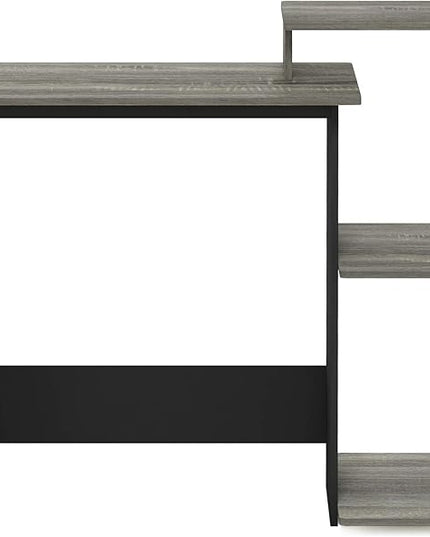 Furinno Efficient Home Laptop Notebook Computer Desk with Square Shelves, French Oak/Black - LeafyLoom