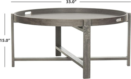 Safavieh Home Collection Cursten Retro Wood Tray Top Coffee Table, Dark Grey - LeafyLoom