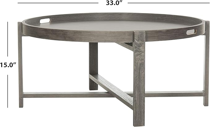 Safavieh Home Collection Cursten Retro Wood Tray Top Coffee Table, Dark Grey - LeafyLoom