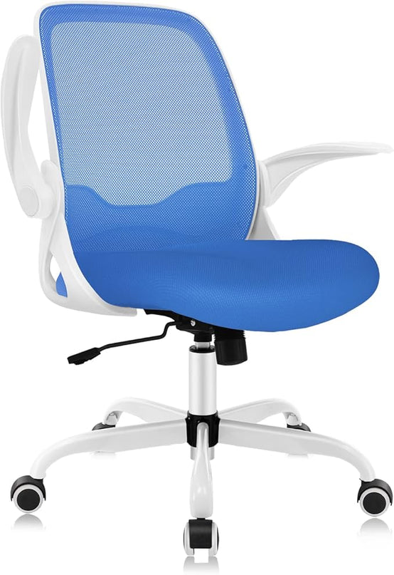 KERDOM Office Chair, Ergonomic Desk Chair, Breathable Mesh Computer Chair, Comfy Swivel Task Chair with Flip-up Armrests and Adjustable Height - LeafyLoom