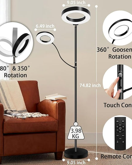 RGB Multicolour Modern Floor lamp Reading lamp Standing Sofa Lamps Lighting 7 Colors Changing Smart WiFi APP Remote Control for Bedroom Living Room Gaming Reading Learning Live Stream - LeafyLoom