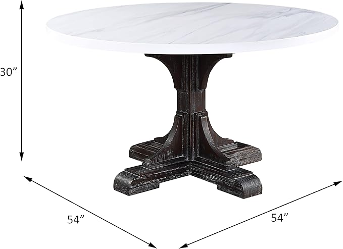 NicBex Dining Table Contemporary Kitchen Table Farmhouse Rustic Dining Table, White Marble & Weathered Espresso Round Dining Table, Easy Assembly, Espresso - LeafyLoom