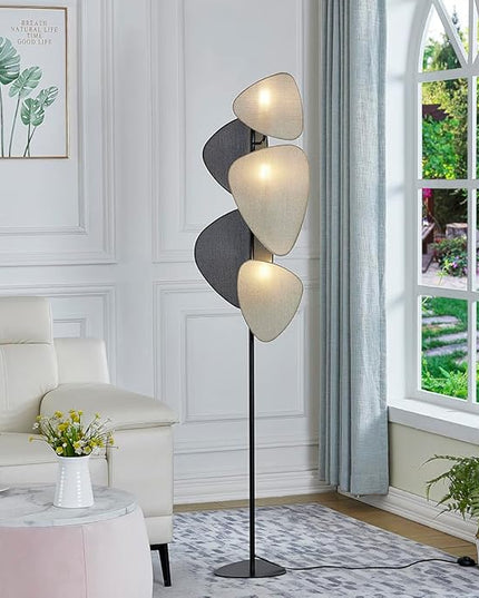 WOXXX Floor Lamp,Floor Lamps for Living Room,Modern Floor Lamp for Bedroom Office,Boho Corner Floor Lamp with 5 Weave Shades,Reading Tall Lamp Standing Lamp,Minimalist Unique Tree Floor Lamp(Black) - LeafyLoom