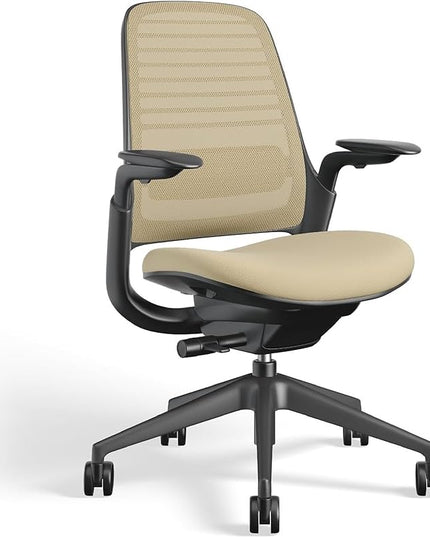 Steelcase Series 1 Office Chair - Ergonomic Work Chair with Wheels for Carpet - Helps Support Productivity - Weight-Activated Controls, Back Supports & Arm Support - Easy Assembly - Malt - LeafyLoom