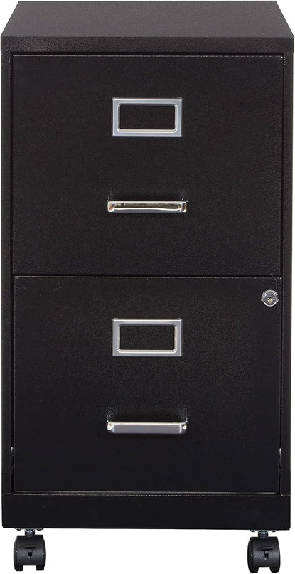 OSP Home Furnishings 2 Drawer Mobile Locking Metal File Cabinet, Black - LeafyLoom