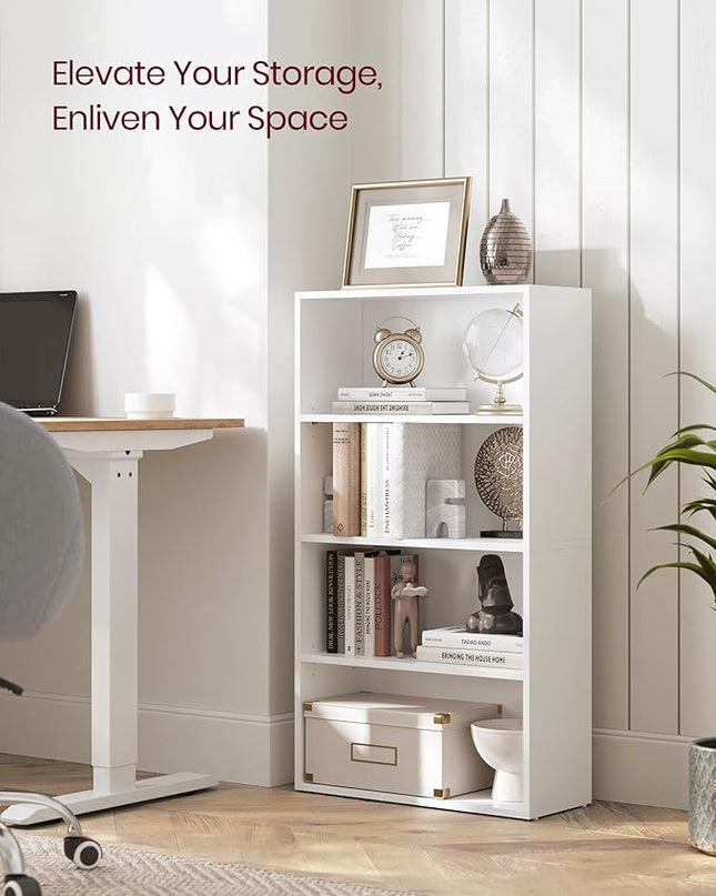 VASAGLE Bookshelf, 23.6 Inches Wide, 4-Tier Open Bookcase with Adjustable Storage Shelves, Floor Standing Unit, Cloud White ULBC164T14 - LeafyLoom