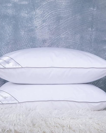 Set of 2 Goose Feather Down Cooling Pillow for Back, Stomach or Side Sleepers 2 Pack,100% Cotton Cover Standard Size(20X26IN) Gussted White - LeafyLoom