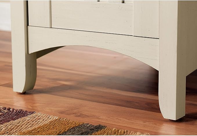 Bush Furniture Salinas 60W L Shaped Desk with Hutch and 5 Shelf Bookcase in Antique White - LeafyLoom