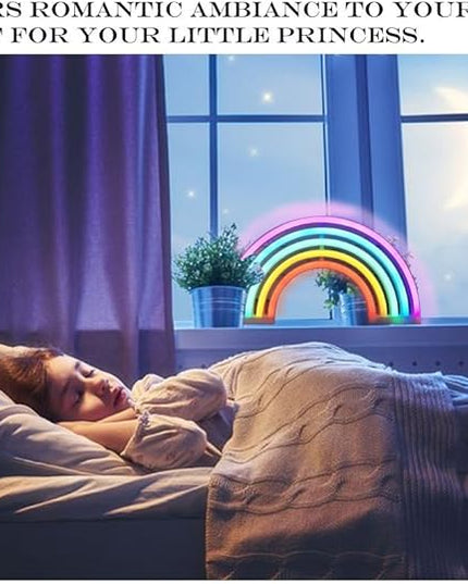 QiaoFei Rainbow Light Signs for Kids Gift LED Rainbow Neon Signs Rainbow Lamp for Wall Decor Bedroom Decorations Home Accessories Party Holiday Battery or USB Operated Table Night Lights - LeafyLoom