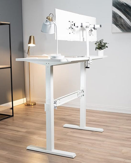 VIVO Universal Steel Clamp-on Desk Stabilizer Bar, 36 to 61.6 inch Bracket Support System for Sit to Stand Desk Frames, White, DESK-STB01W - LeafyLoom