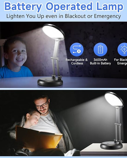 Battery Operated Lamp,3600mAh Battery Powered Lamp,10 Brightness Rechargeable Lamp Battery Lamp,Cordless Lamp Rechargeable Table Lamp,Rechargeable Light Portable Lamp,Small Desk Lamps for Home Office - LeafyLoom