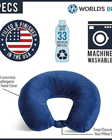 Adult Cozy Soft Microfiber Neck Pillow, Compact, Perfect for Plane or Car Travel, Light Blue - LeafyLoom