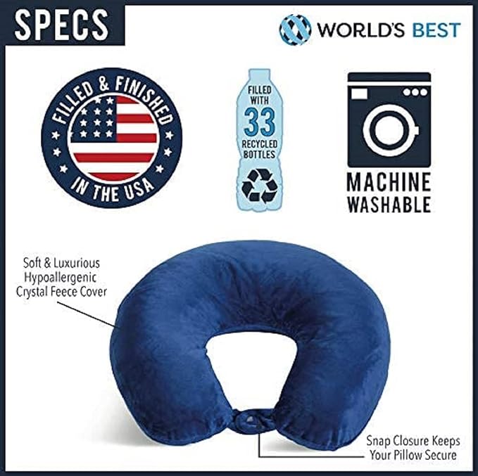 Adult Cozy Soft Microfiber Neck Pillow, Compact, Perfect for Plane or Car Travel, Light Blue - LeafyLoom
