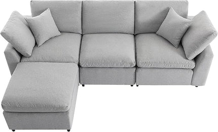 104.3" L-Shaped Convertible Sectional Sofa with Reversible Sleeper Chaise,Upholstery Corner Couch include Armrest&Down Filled Cushions w/zipper closure for Living Room, Apartment, Office - LeafyLoom