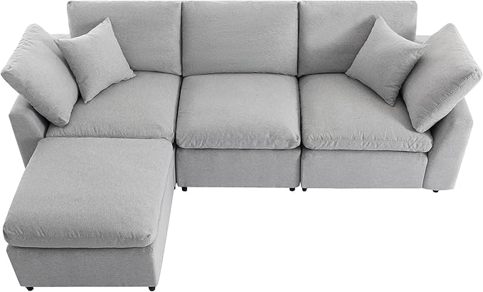 104.3" L-Shaped Convertible Sectional Sofa with Reversible Sleeper Chaise,Upholstery Corner Couch include Armrest&Down Filled Cushions w/zipper closure for Living Room, Apartment, Office - LeafyLoom