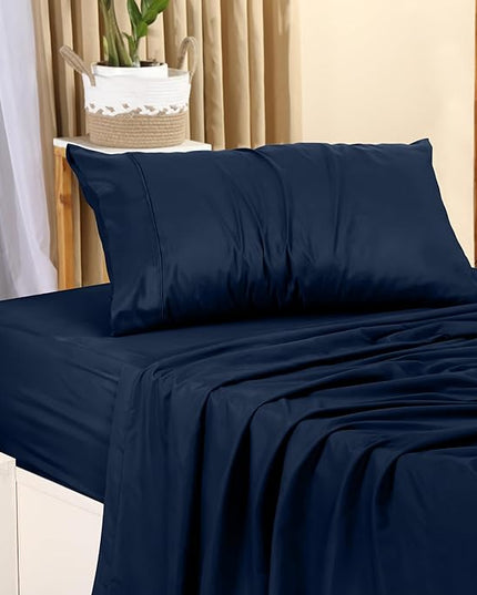 Utopia Bedding Twin Bed Sheets Set - 3 Piece Bedding - Brushed Microfiber - Shrinkage and Fade Resistant - Easy Care (Twin, Navy) - LeafyLoom