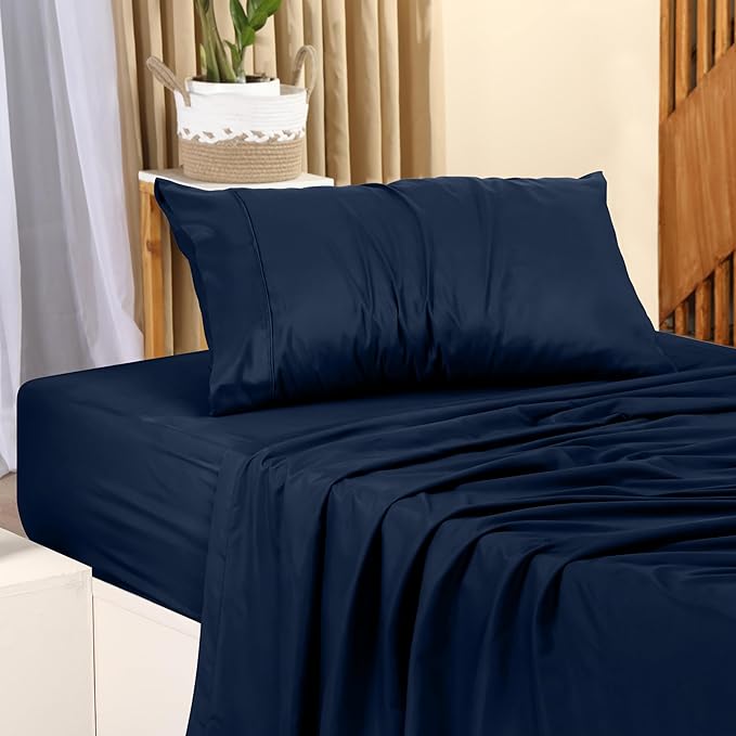 Utopia Bedding Twin Bed Sheets Set - 3 Piece Bedding - Brushed Microfiber - Shrinkage and Fade Resistant - Easy Care (Twin, Navy) - LeafyLoom