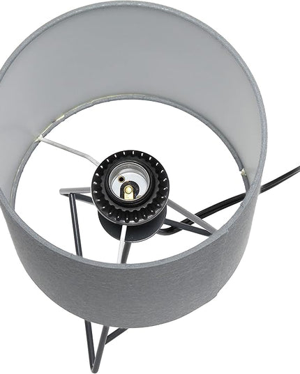Simple Designs LT2066-GOG 14" Down to the Wire Metal Table Lamp with Fabric Shade, Gray with Gray Shade - LeafyLoom
