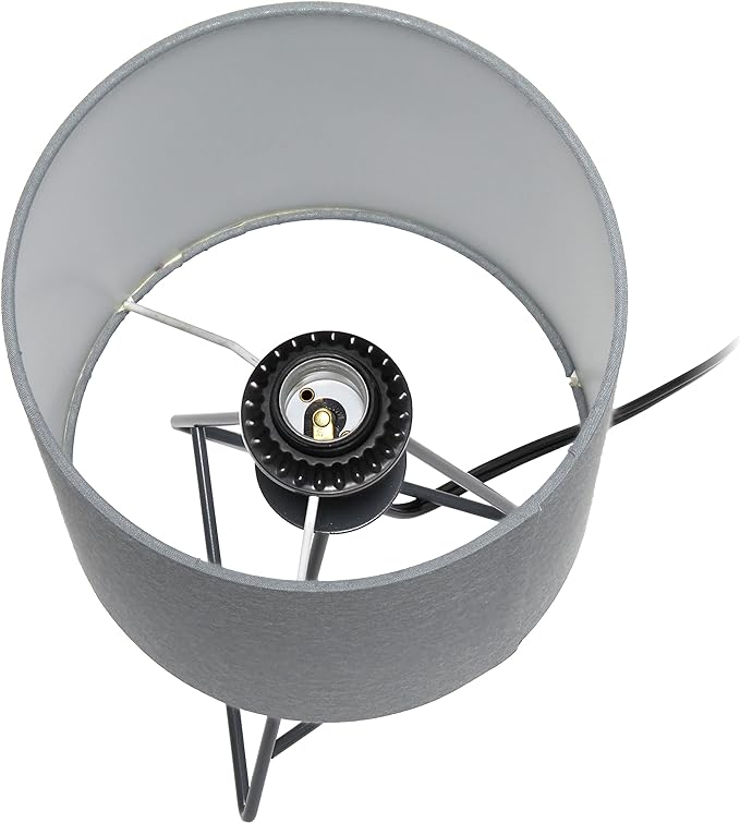 Simple Designs LT2066-GDW 14" Down to The Wire Metal Table Lamp with Fabric Shade, Gold with White Shade (Pack of 8) - LeafyLoom