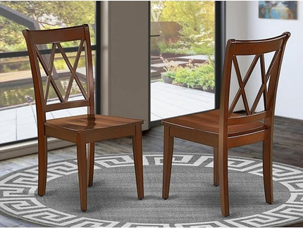 East West Furniture CLC-MAH-W Clarksville Dining Chairs - Double Cross Back Solid Wood Seat Chairs, Set of 2, Mahogany - LeafyLoom