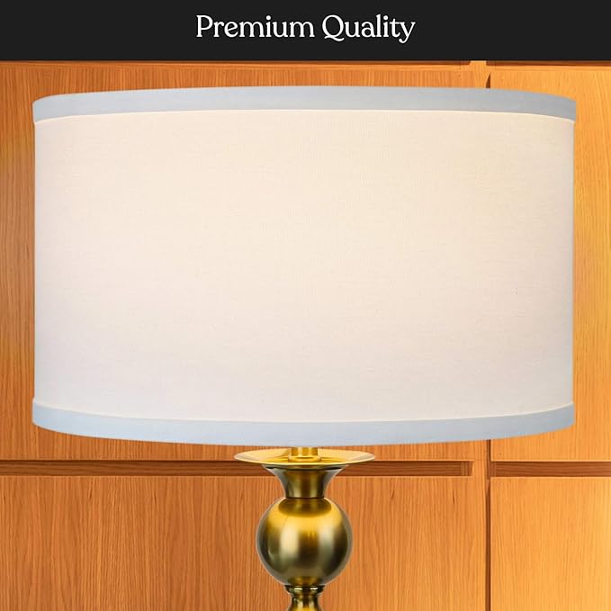 Brightech Riley LED Floor lamp, Boho Lamp for Living Rooms & Offices, Great Living Room Décor, Mid-Century Standing Lamp for Bedroom Reading, Tall Lamp with Drum Shade - Gold/Brass - LeafyLoom