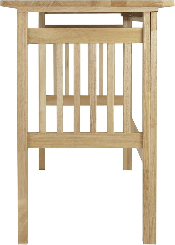 Folding Computer Desk, Beechwood - LeafyLoom